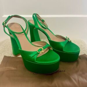 Gianvito Rossi Maddy Platform Green Satin 37